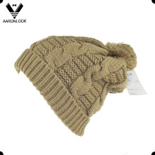 Зимний теплый кабель Knit Bobble Ski Hat